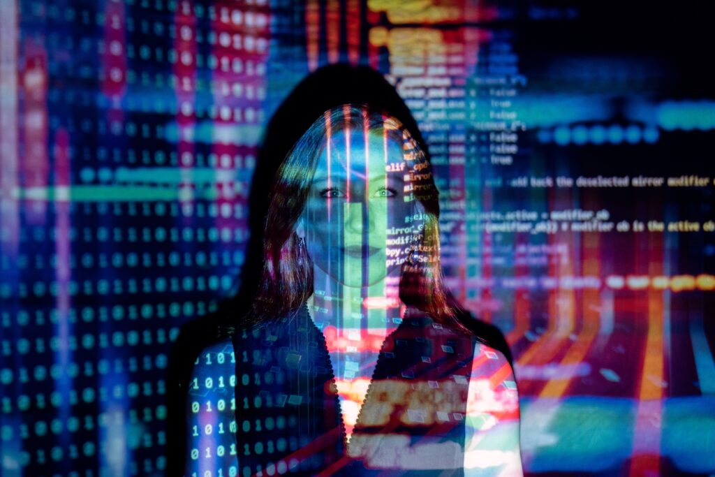 Titelseite bunt Beraterin dunkel Frau Programmcode